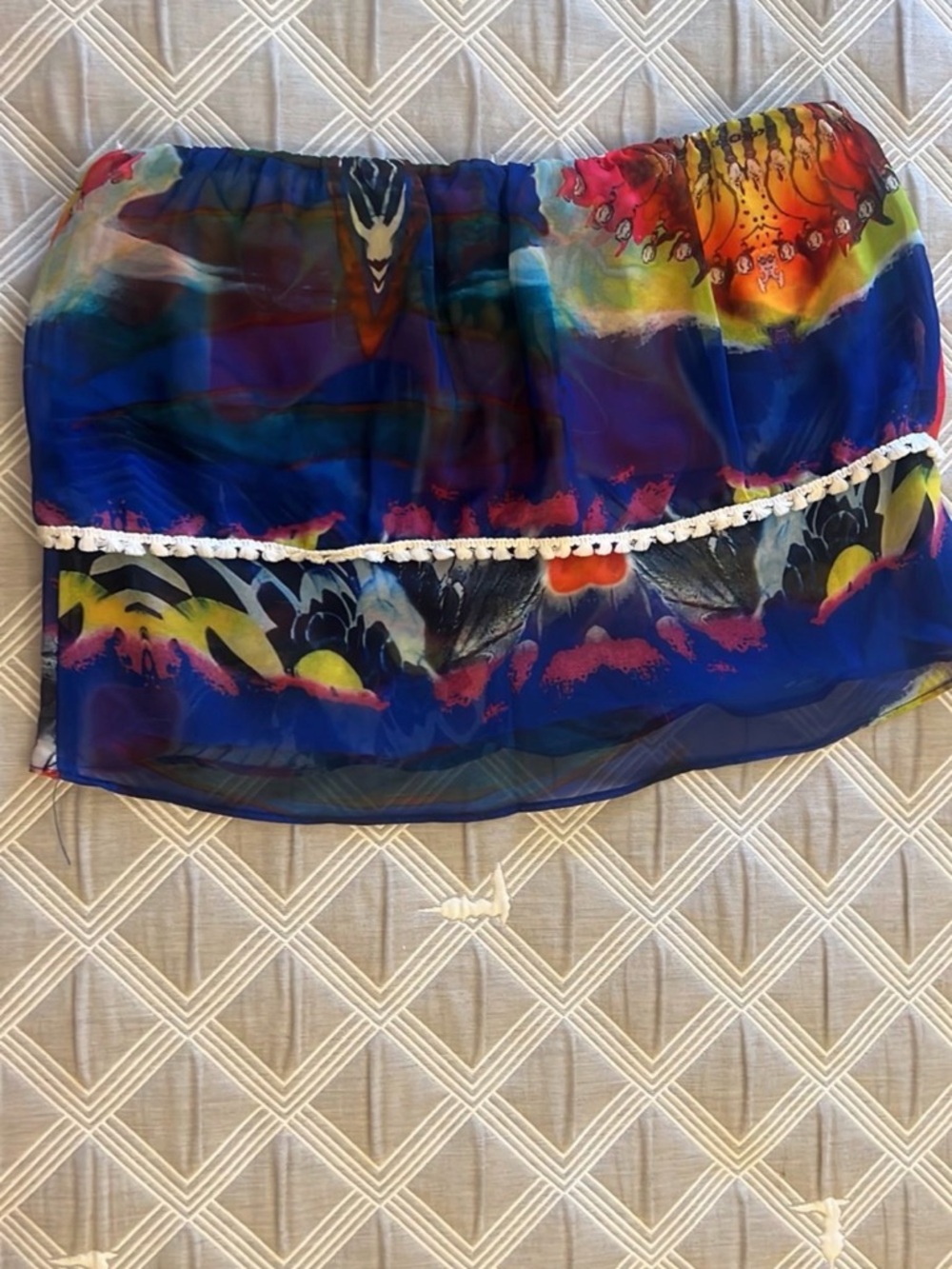 Y2K floral ruffle layered  White Stretch crop Tube Top